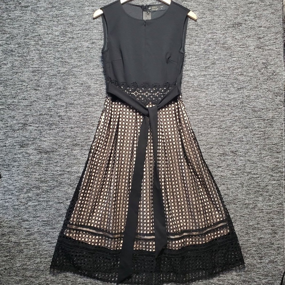 Vfshow Vfemage Lace A Line Dress Womens Small Black Nude‎ Sleeveless Fit Flare